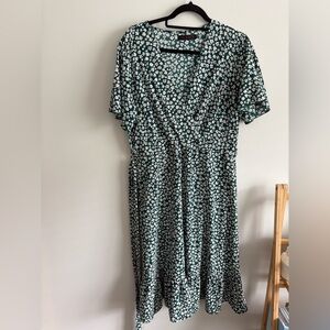 Floral Green Wrap Dress